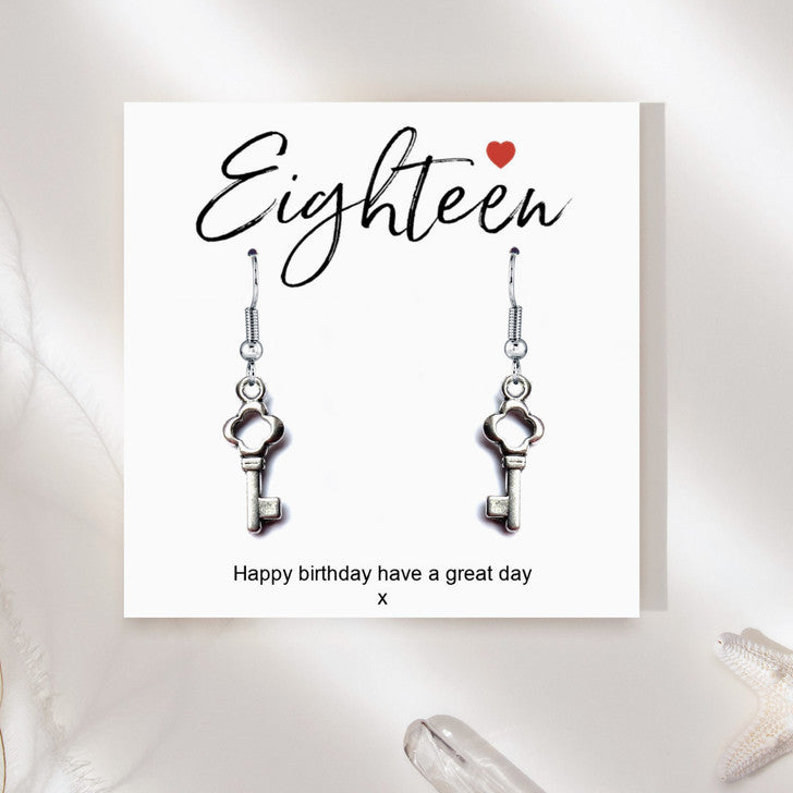 Aye Do Gifts 18th Birthday Silver Heart Charm Earrings on Message Card – Keepsake Gift in Black Gift Box