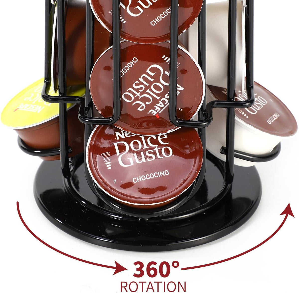 Vinsani 24 Pod Coffee Capsule Stand with Revolving Base – Dolce Gusto Compatible Storage, Black
