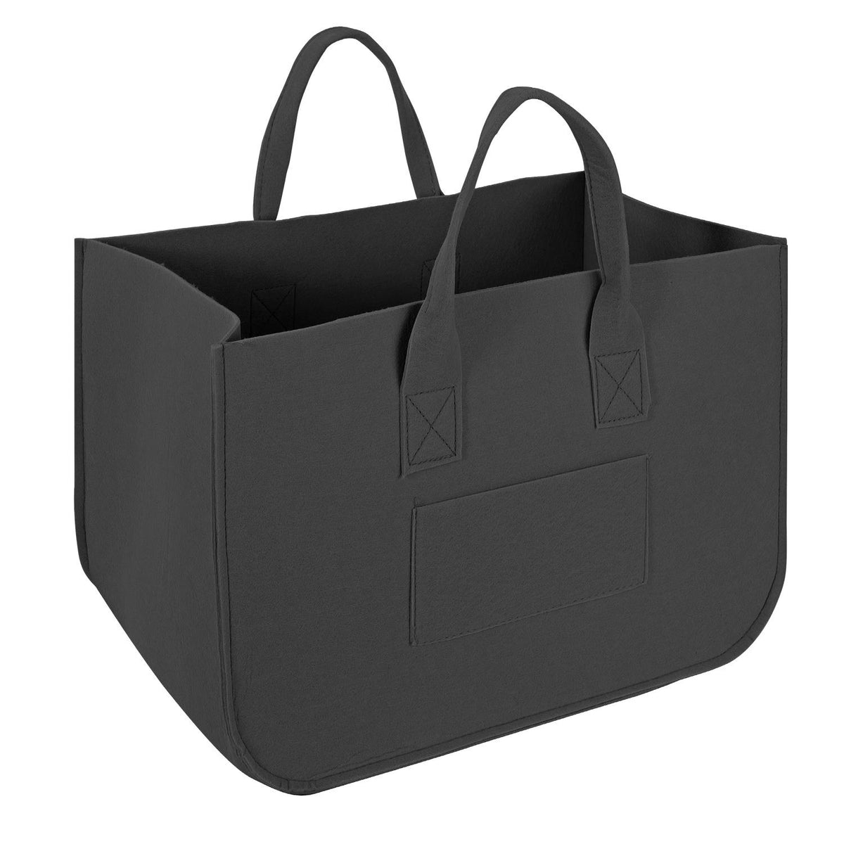 Vinsani Black Storage Baskets, 2 Pack – Foldable Felt Organisers for Clothes, Toys and Blankets