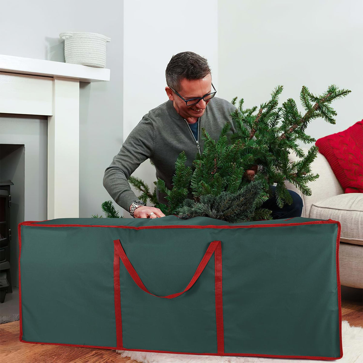 Vinsani Green Fabric Christmas Tree Storage Bag – Dust-Free Protection for Artificial & Pre-Lit Trees
