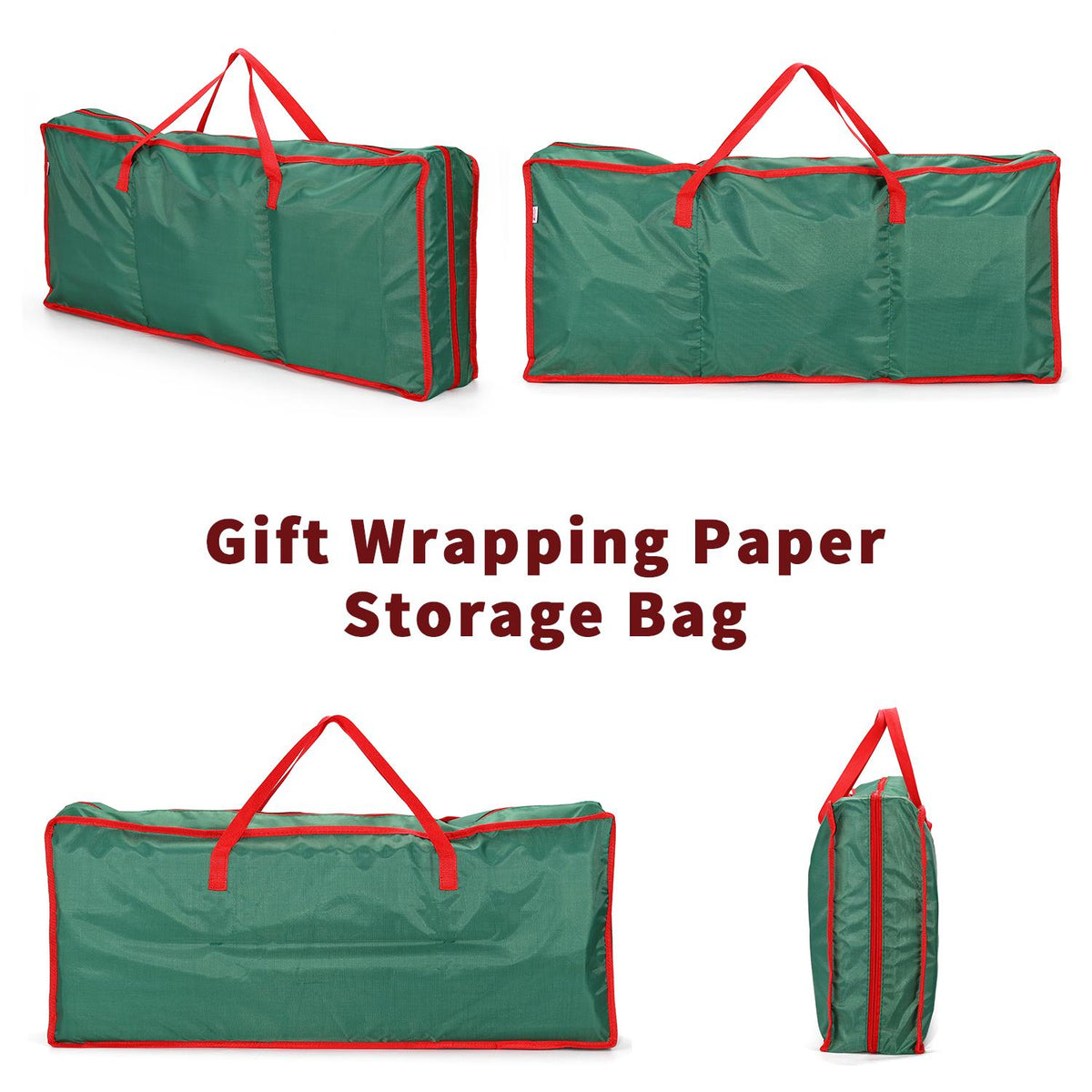 Vinsani Christmas Gift Wrap Fabric Storage Bag with Zip Closure and Handles – Wrapping Paper Organiser