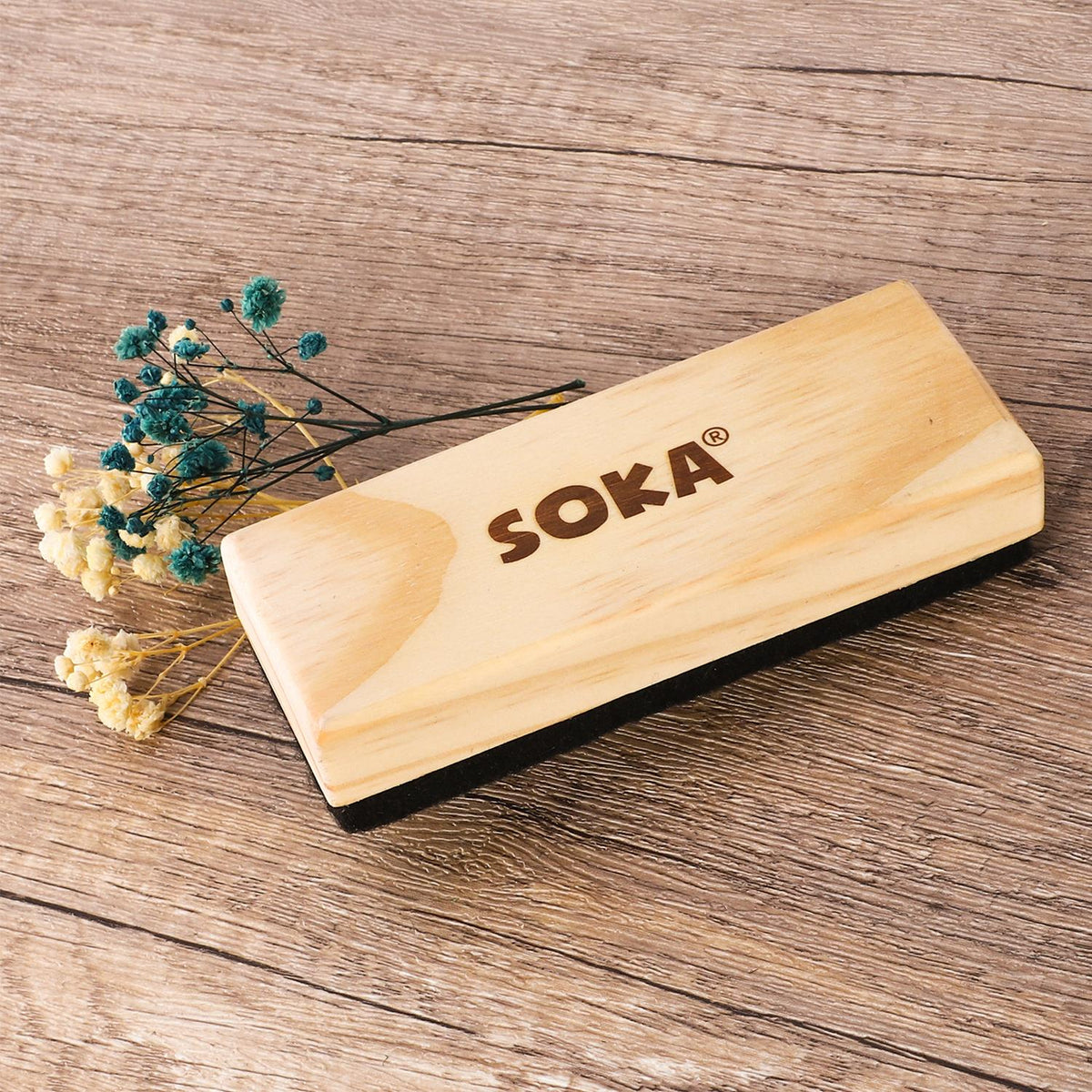 SOKA Wooden Blackboard Eraser with Wool Felt Pad – Chalkboard & Whiteboard Cleaner for Kids and Adults