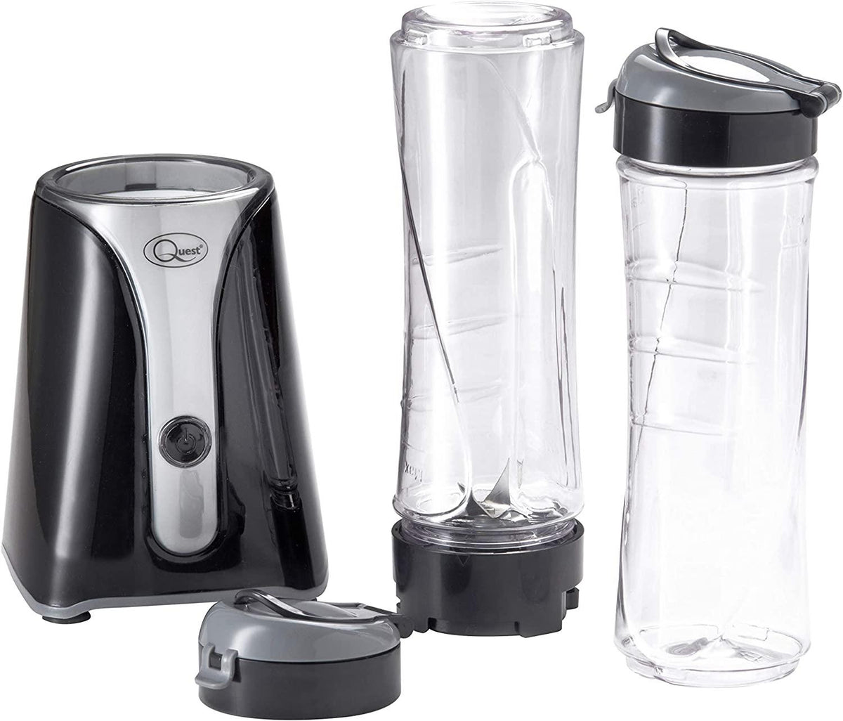 Quest Slimline Personal Blender with BPA-Free Bottle – Smoothies & Shakes, Black & Grey