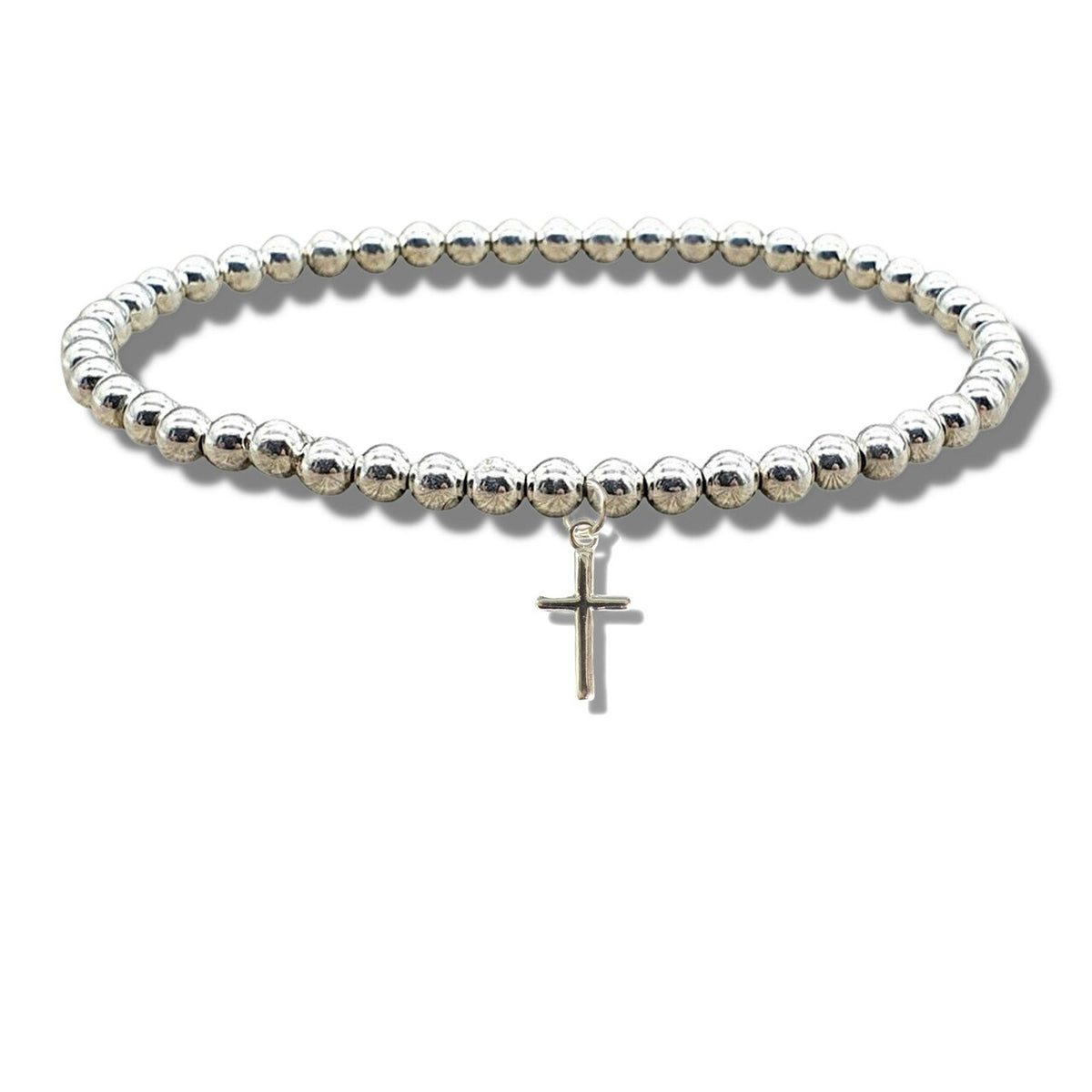 Aye Do Gifts Girls Mini Cross Silver Beaded Bracelet – Children's Faith Jewellery Gift