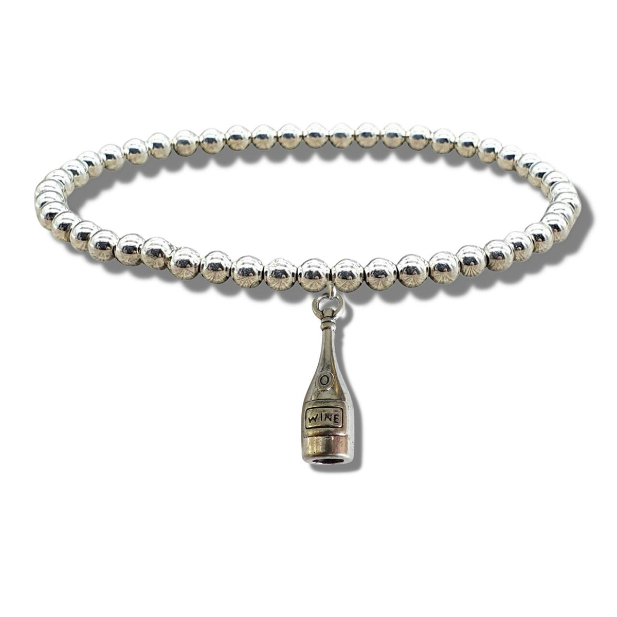 Aye Do Gifts Wine Bottle Silver Beaded Bracelet – Gift for Wine Lovers