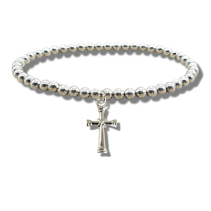 Aye Do Gifts Cross Silver Beaded Bracelet – Elegant Faith Jewellery Gift