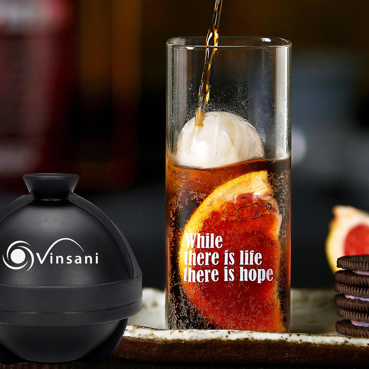VINSANI 2-Pack Large Ice Ball Sphere Moulds – 6cm Slow-Melting Ice for Whisky & Cocktails
