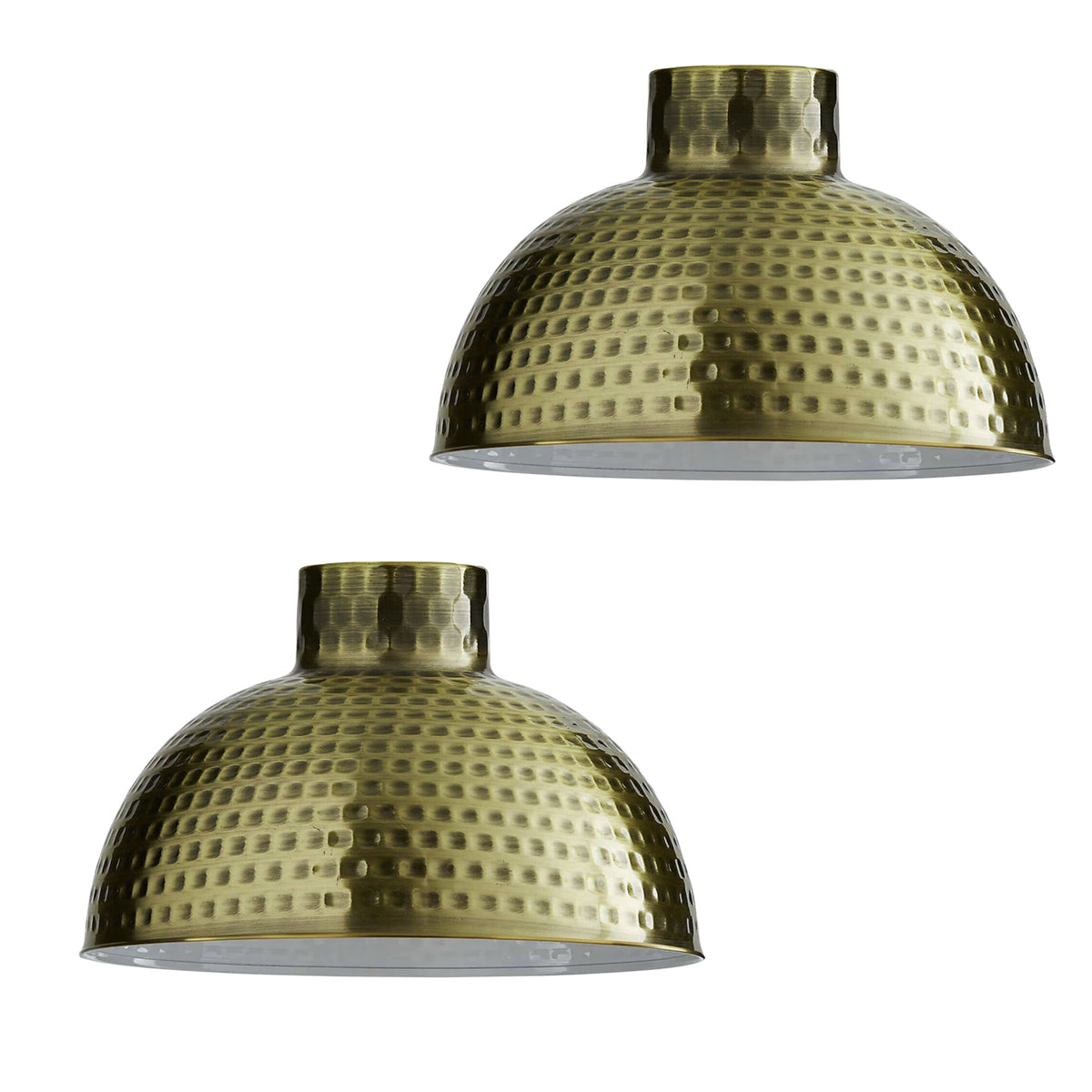 Green Brass Retro Dome Pendant Shades, 26cm – 2 Pack