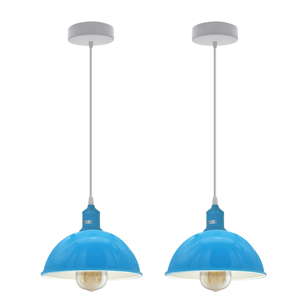 Blue Dome Metal Pendant Shades, 21cm – 2 Pack