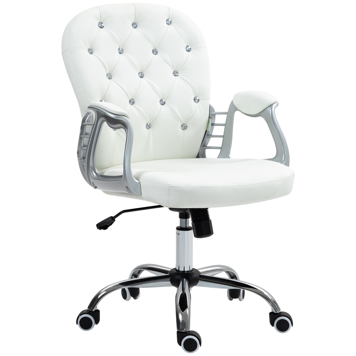 Grey diamond tufted PU office chair