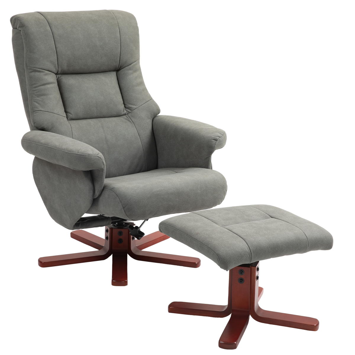Microfibre leather recliner with footstool