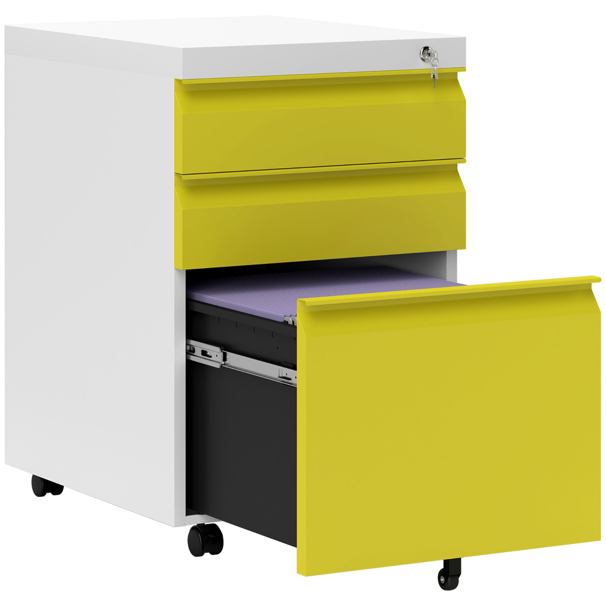 3-drawer lockable filing cabinet