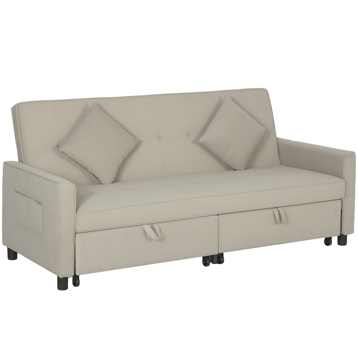 HOMCOM L-shaped sofa bed converted into a bed