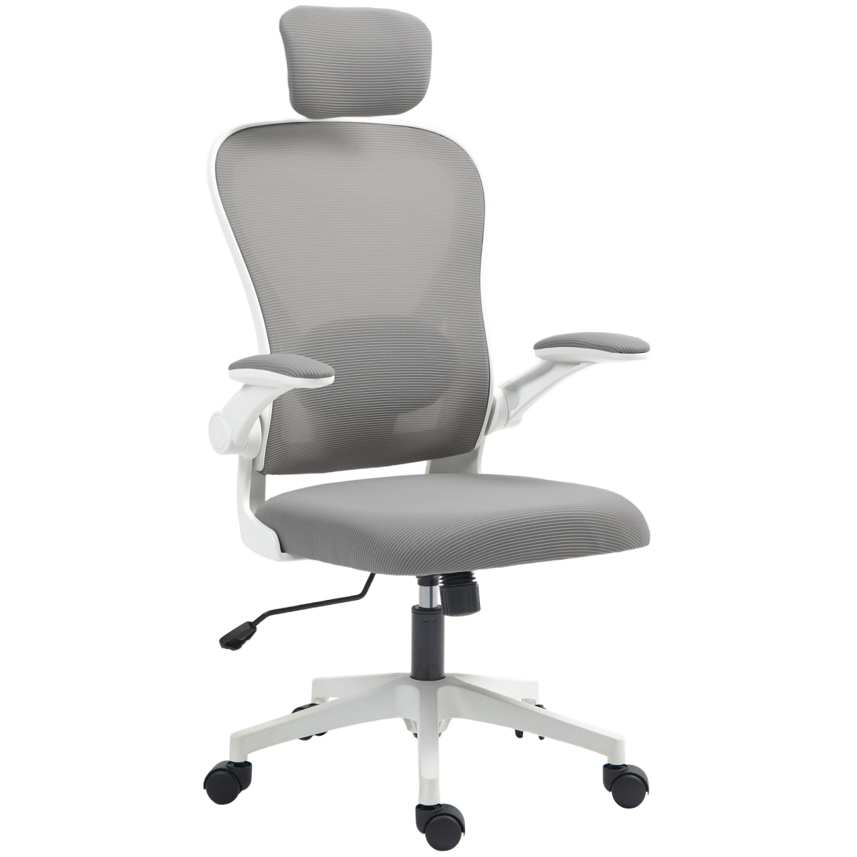 Black ergonomic executive mesh office chair with headrest