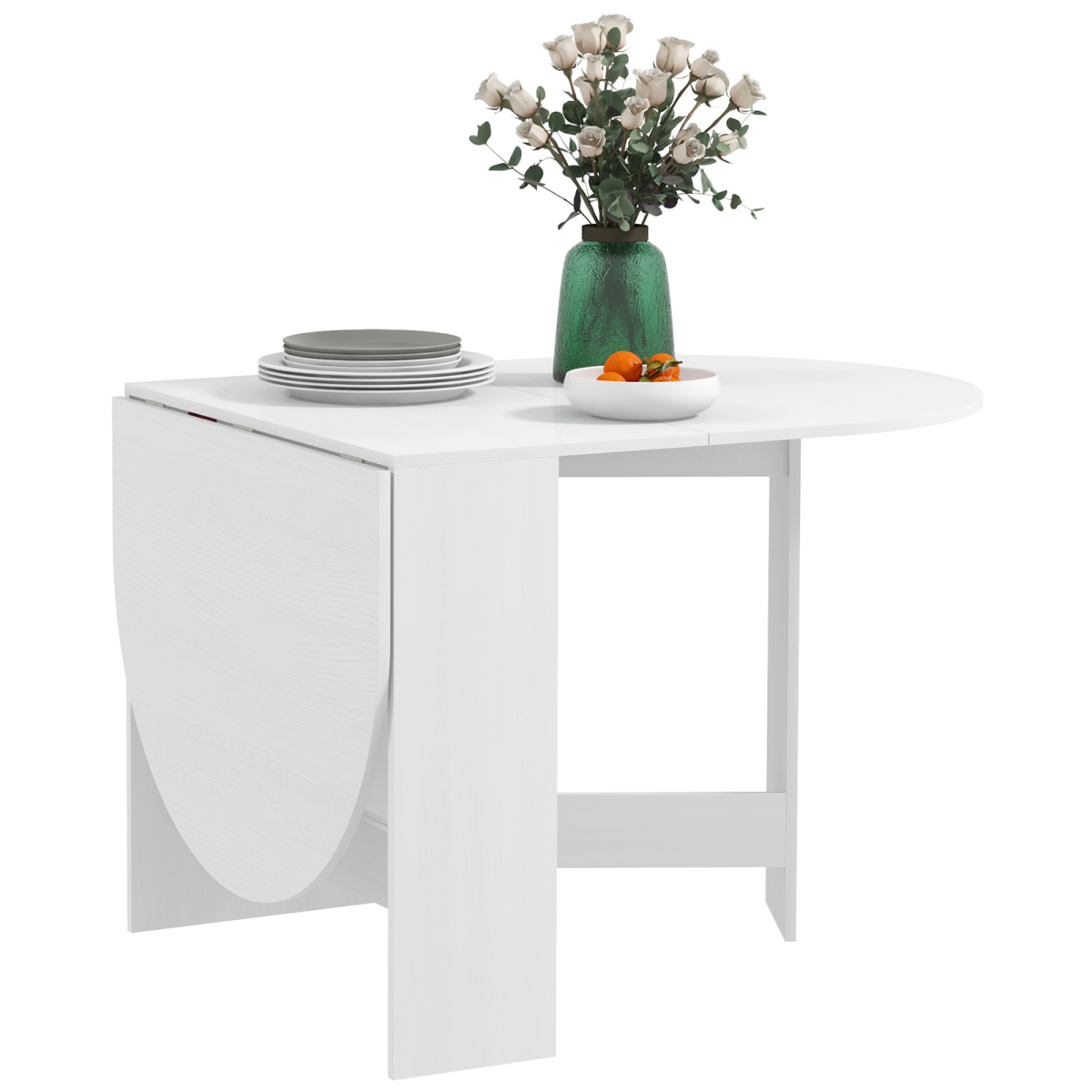 Chocolate oval drop leaf table