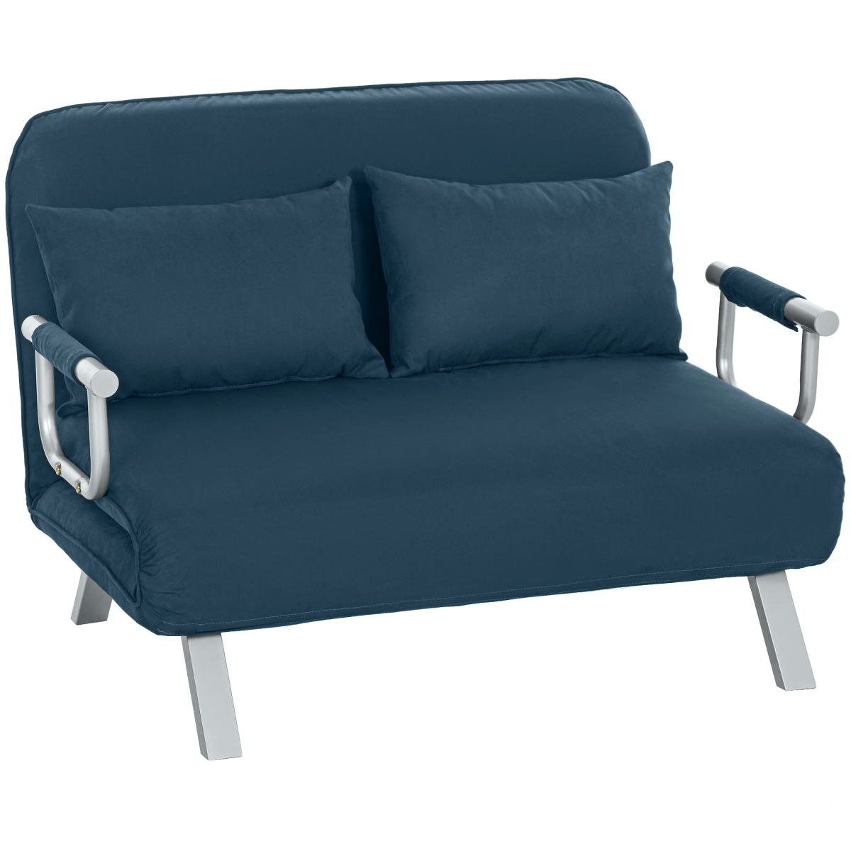 Charcoal click-clack sofa bed with pillows