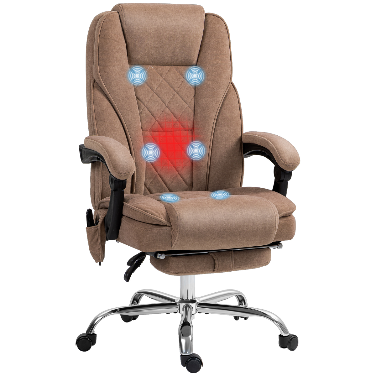 Black heated massage velvet office chair