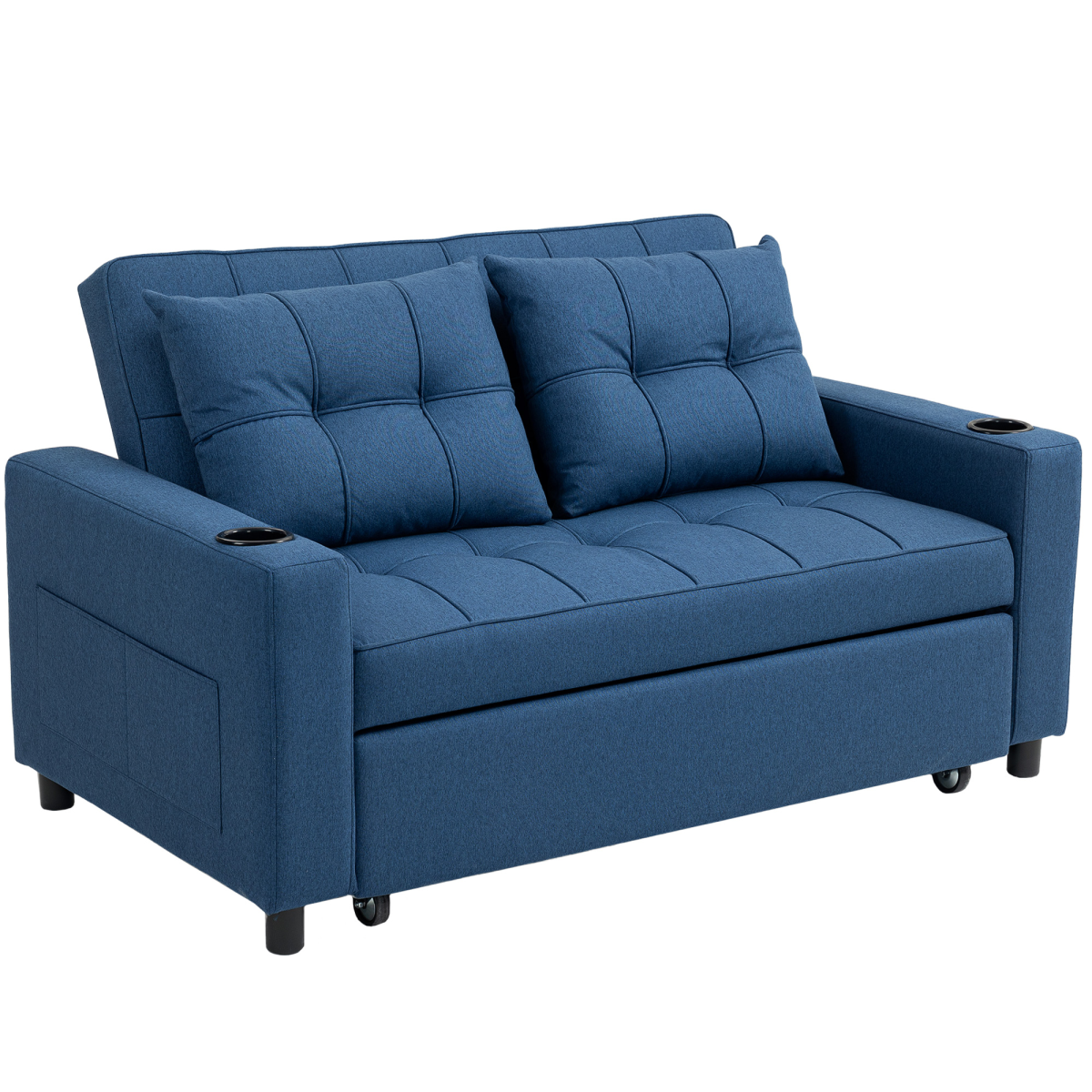 HOMCOM beige sofa bed converted into a double bed