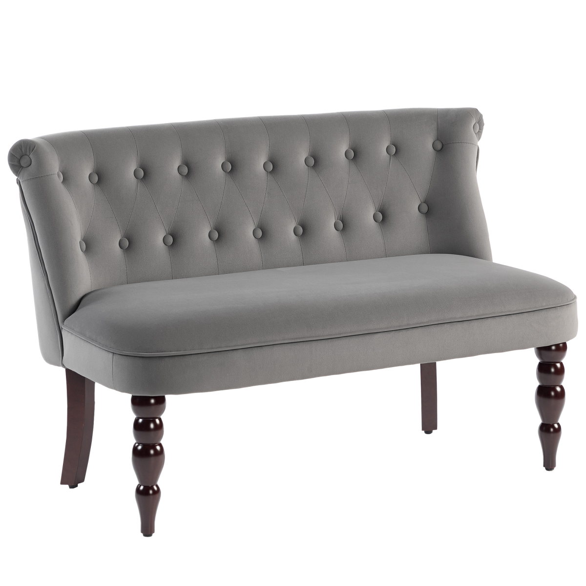 Charcoal grey velvet wingback loveseat sofa