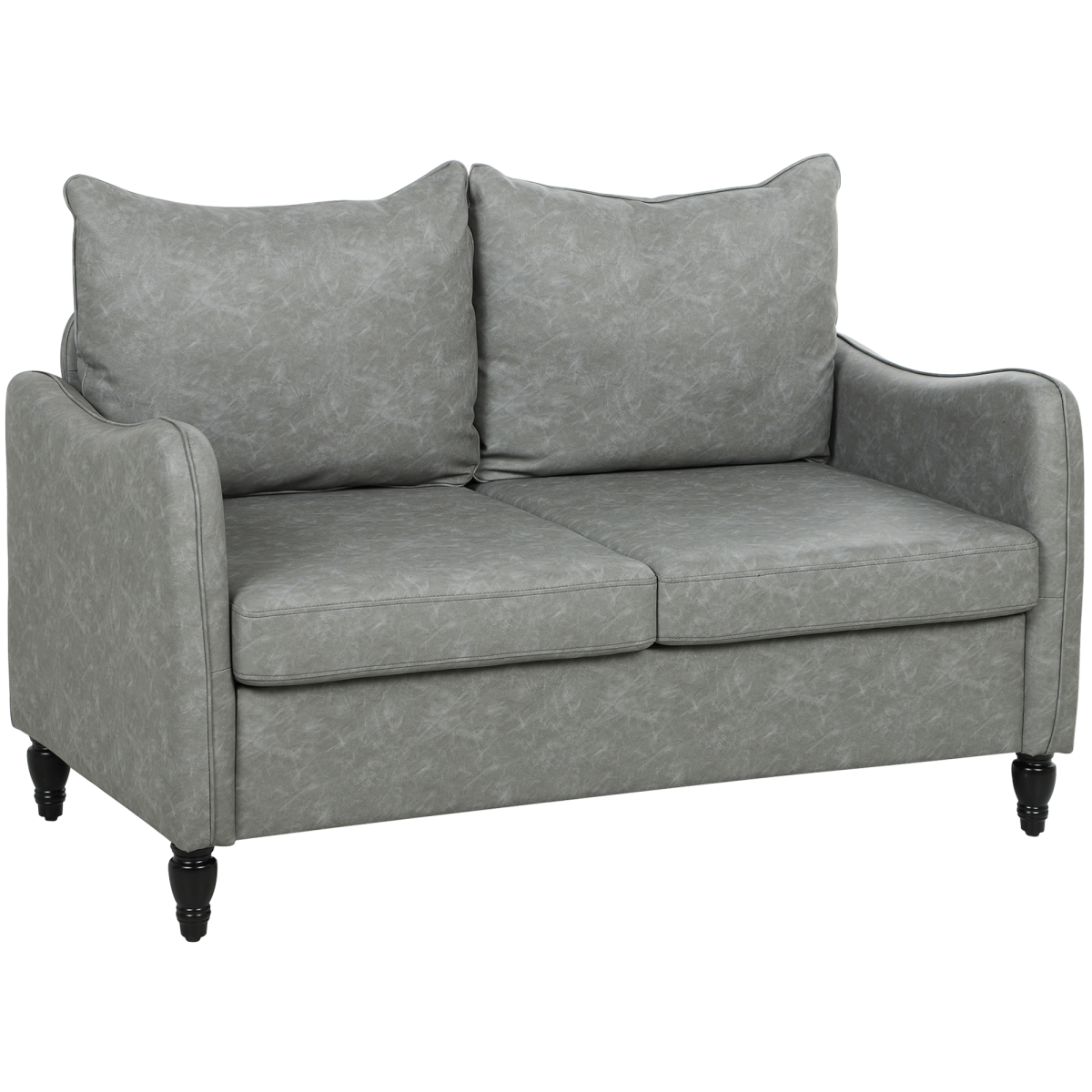 Brown marble-effect faux leather 2-seater sofa