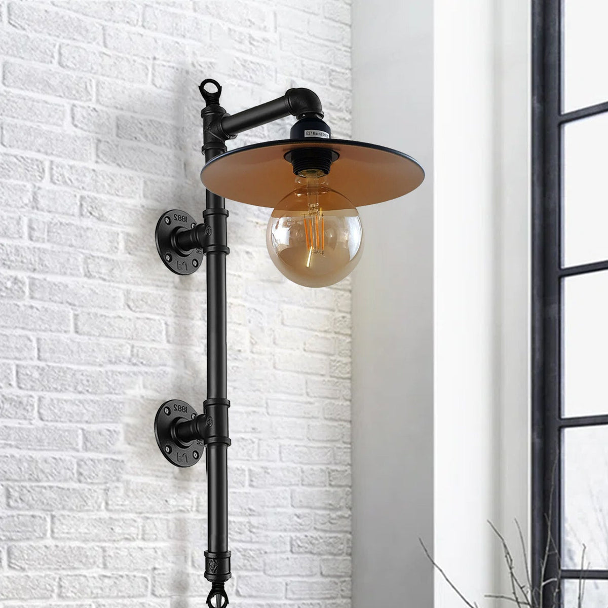 Retro industrial pipe wall light