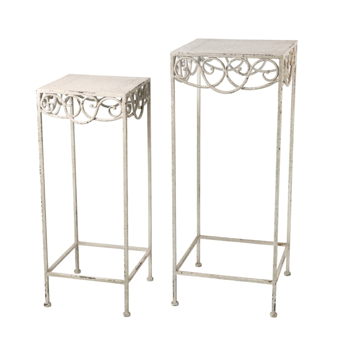 Decorative Cream Metal Plant Stands, Set of 2 – Stylish Home & Garden Display, 66cm