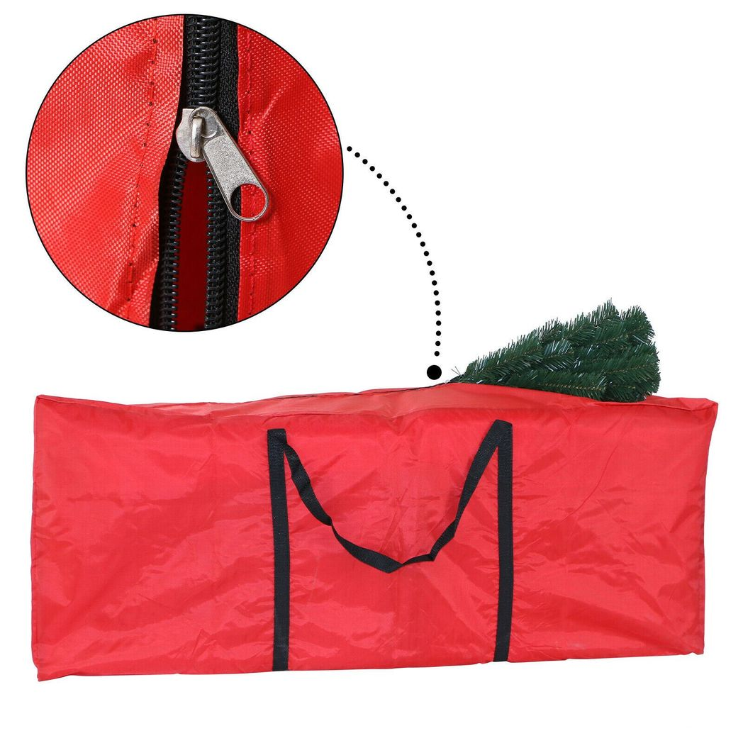 Christmas Tree Storage Bag with Zip, Carry Handles & Foldable Design – Dust Protection for Artificial Trees, Red