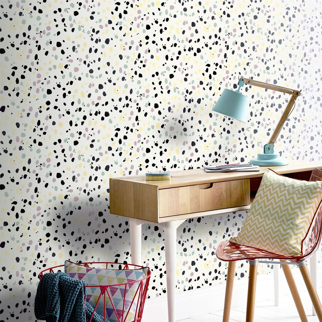 Arthouse Dalmatian Pastel Multi Animal Print Wallpaper – Fun Feature Wall for Kids Rooms, Hallways & Bedrooms