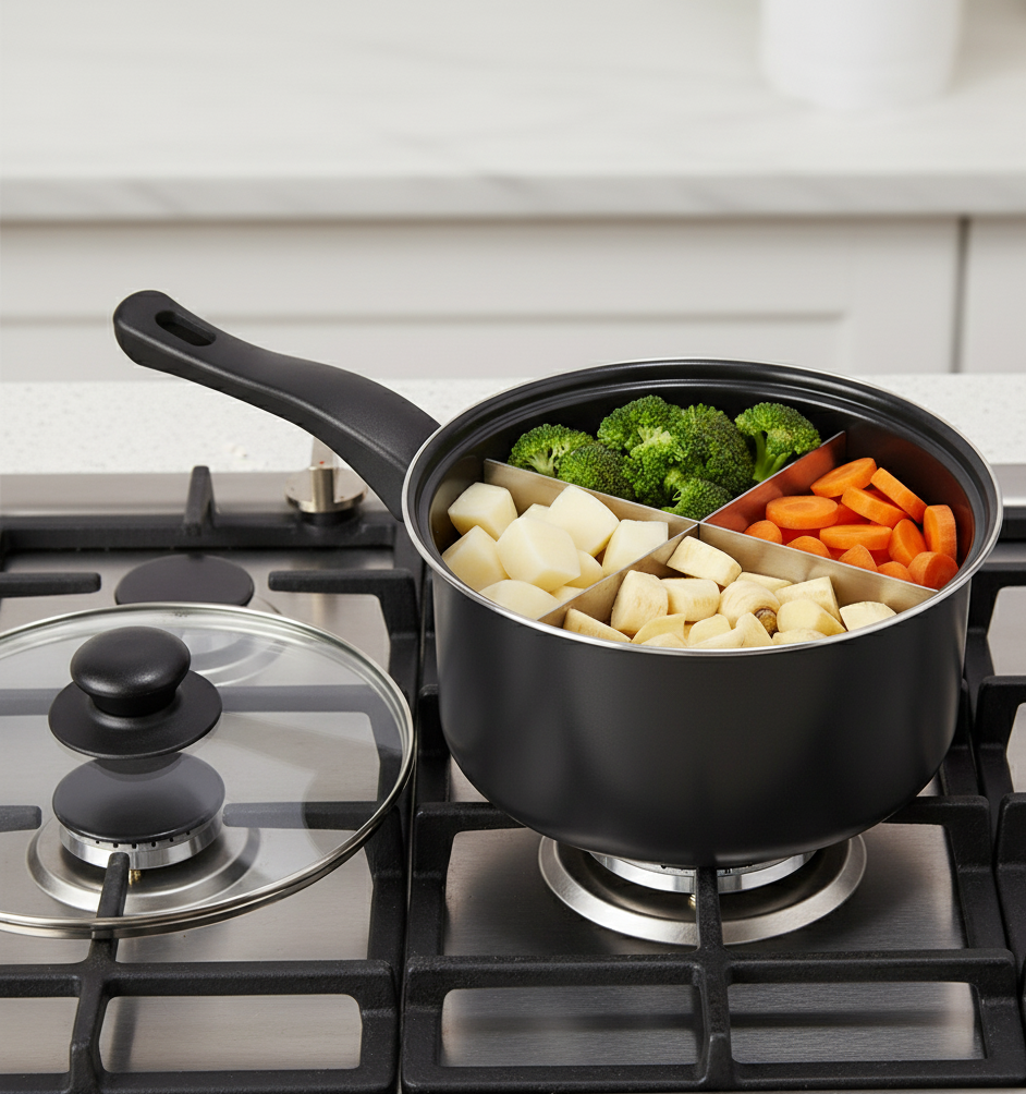 Avilo Four Way Pan – Cook Four Items at Once, Save Time and Effort
