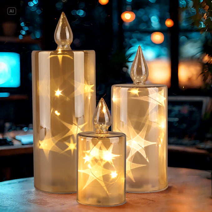 Candles with Star Reflection – Set of 3