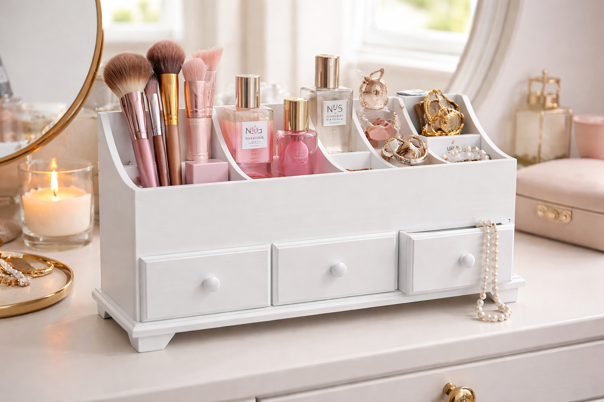 Avilo Wooden Cosmetic Cabinet – Storage for Make-Up, Pens, Paintbrushes & Hair Accessories