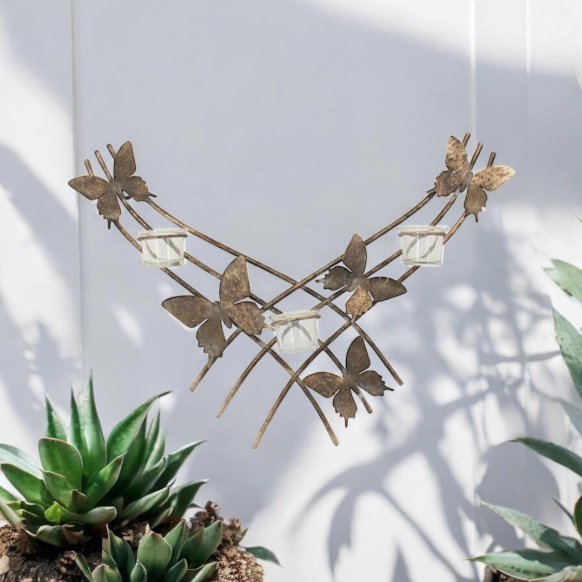 Gold Butterfly Wall-Mounted Candle Holder – Metal Wall Decor, 9cm
