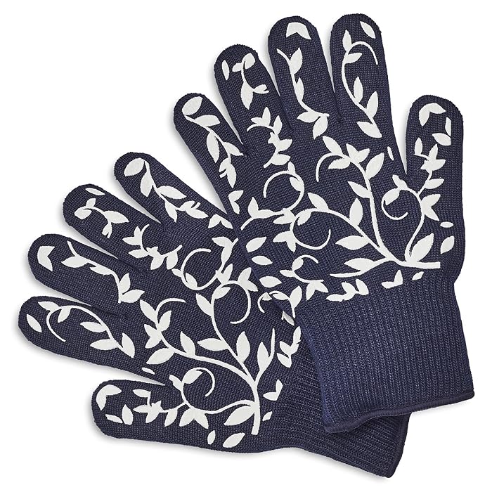 Avilo Floral Vine Oven Gloves with Silicone Floral Pattern – Steady Grip
