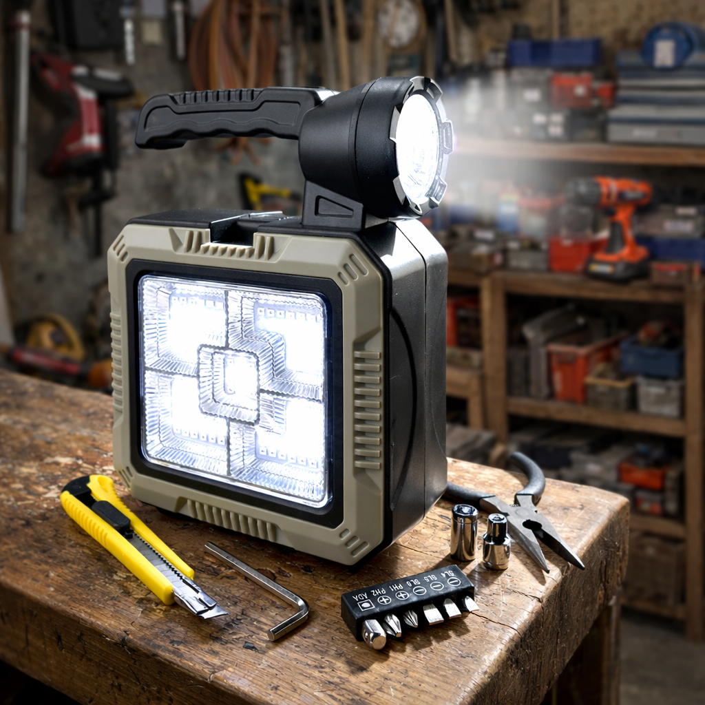 Avilo Powerful Floodlight Torch with Essential Tools – Emergency Kit for Home and Car