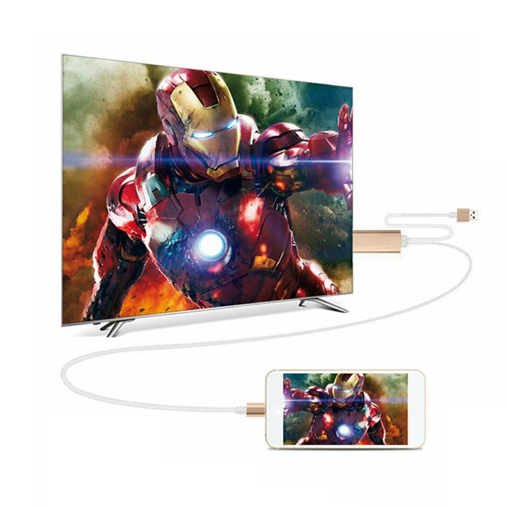 Aquarius Full HD HDMI Connector Cable for 8-Pin Phone & Pad – 1080p HDTV Adapter, Gold