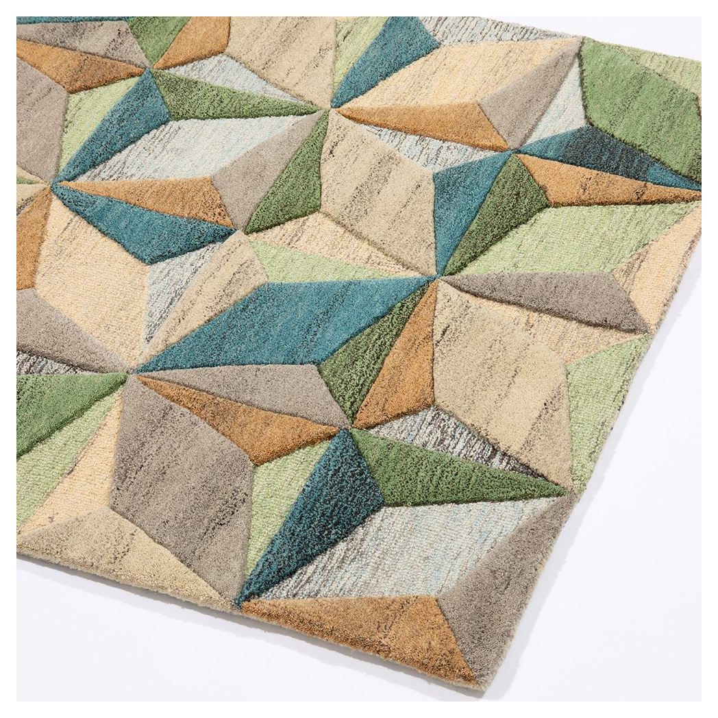 Esselle Home Lilianna Embossed Geometric Wool Rug, 120 x 170cm – Hand-Carved 3D Pattern, Mayfair Collection