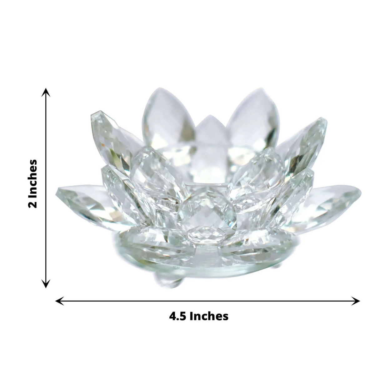 Crystal Glass Lotus Candle Holder with LED Tealight – Faceted Petal Home Decor