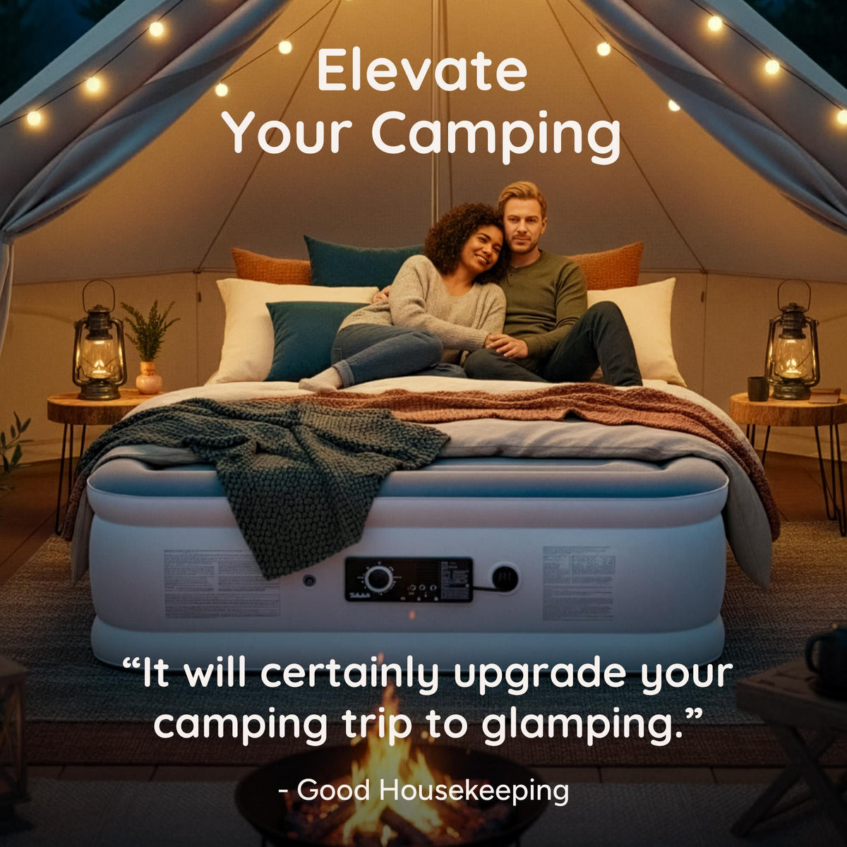 Huddle Airbed Lux King Size with Never-Deflate™ Technology – Guest Air Bed for Home & Camping
