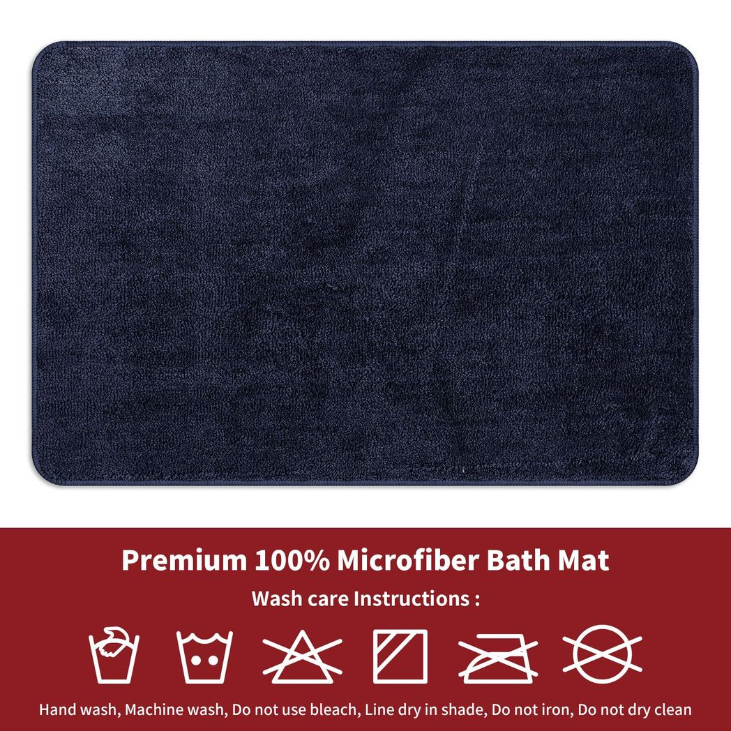 Vinsani Ultra-Soft Microfibre Bath Mat, 50 x 80 cm – Dense, Fluffy Bathroom Mat, Navy