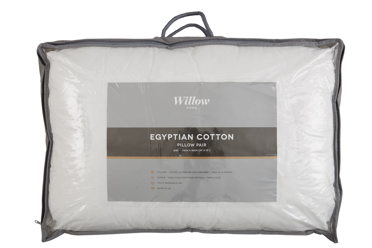 Harwoods 100% Cotton Pillow Pair with Hollowfibre Filling & Piped Edge Casing