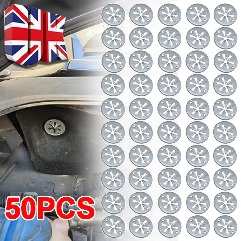 50-Pack Undertray Exhaust Heat Shield Spring Washer Clips, Metal Fixing Nuts – 30.1 x 2.8mm, Fits VW