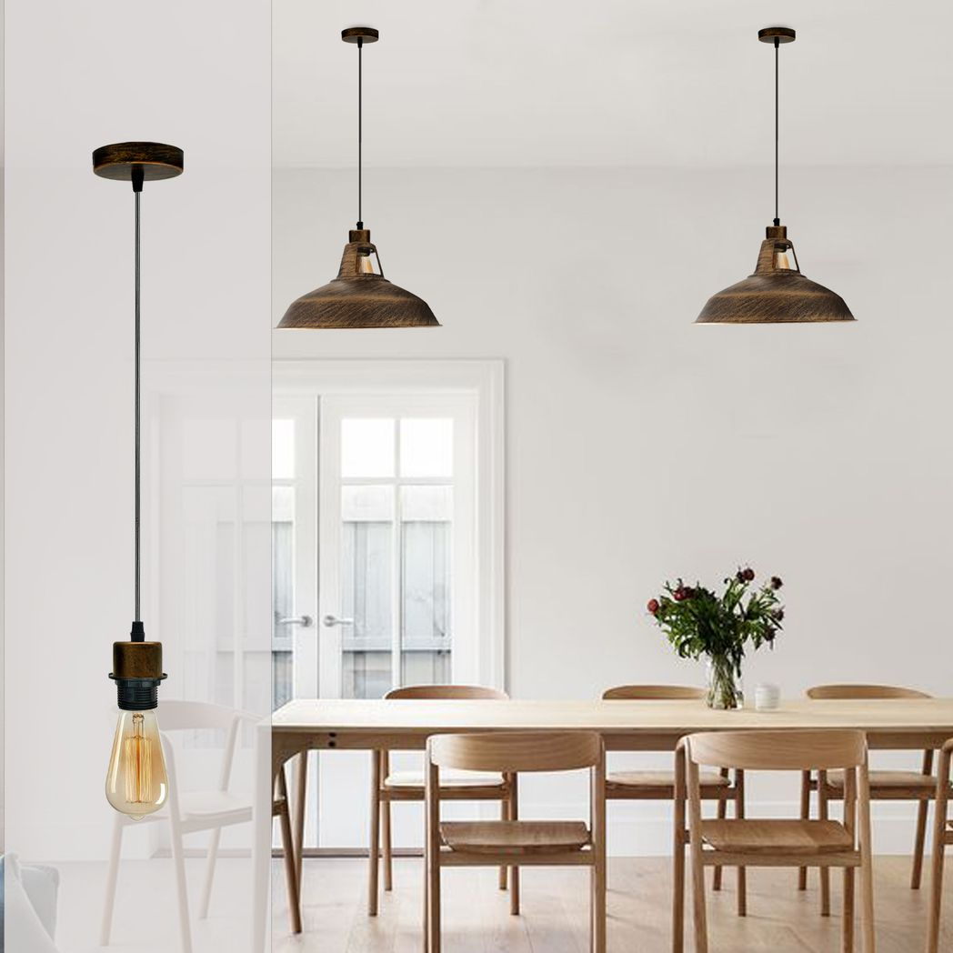 5 Pack Industrial Brushed Copper Pendant Light Holders with 95cm Cable – E27 Vintage Ceiling Fittings