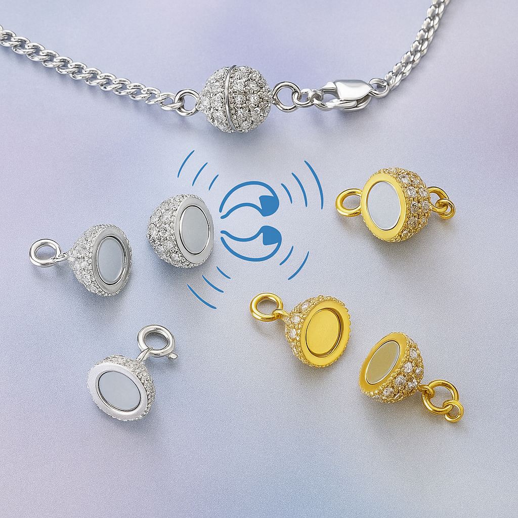 Avilo Rhinestone Necklace Extenders, Set of 4 – Magnetic Clasps for Easy Fastening