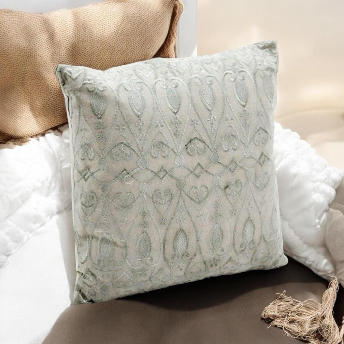 Luxury Stone Washed Green Cushion Cover, 40 x 40cm