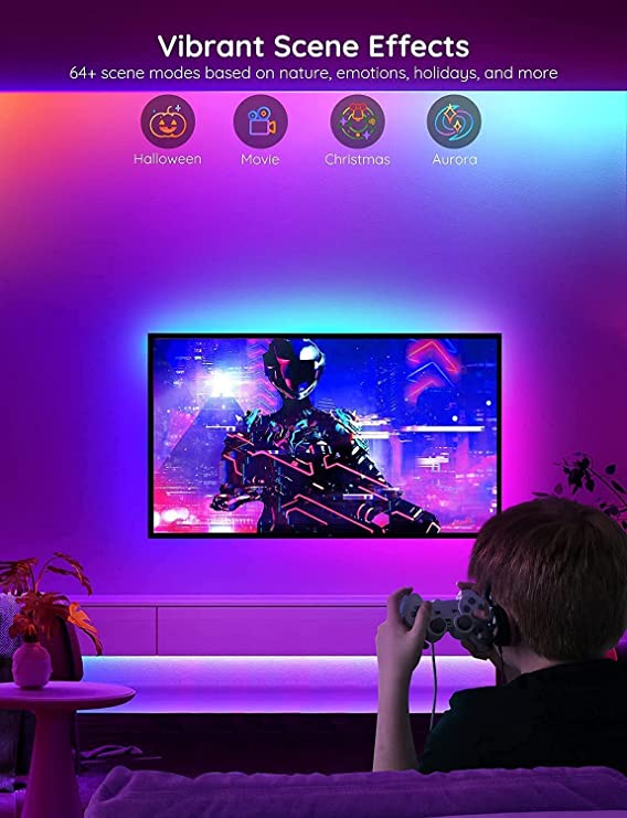 Govee RGBIC LED Strip Lights, 10m with Wi-Fi & Bluetooth Control – Colourful Room Lighting
