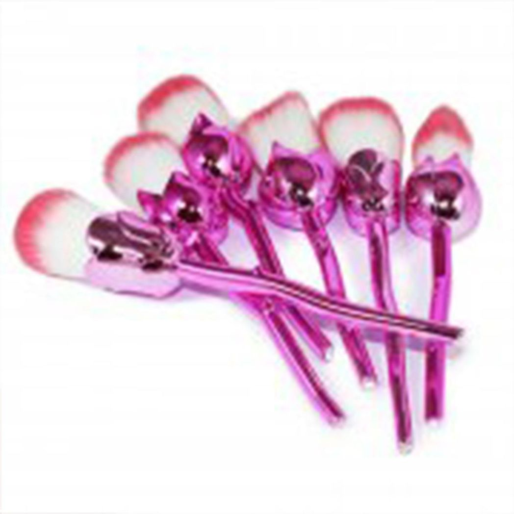 Aquarius 6pc Beauty and the Beast-Inspired Rose Makeup Brush Set with Glossy Handles – Foundation, Blush & Powder