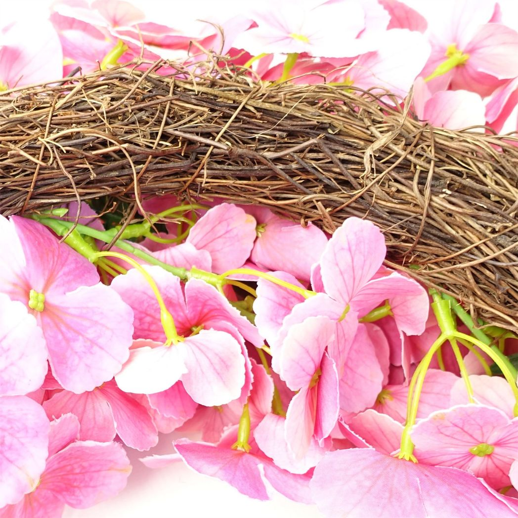 Leaf Design Large Artificial Pink Blossom Wreath, 40cm – Luxury Floral Door Decoration