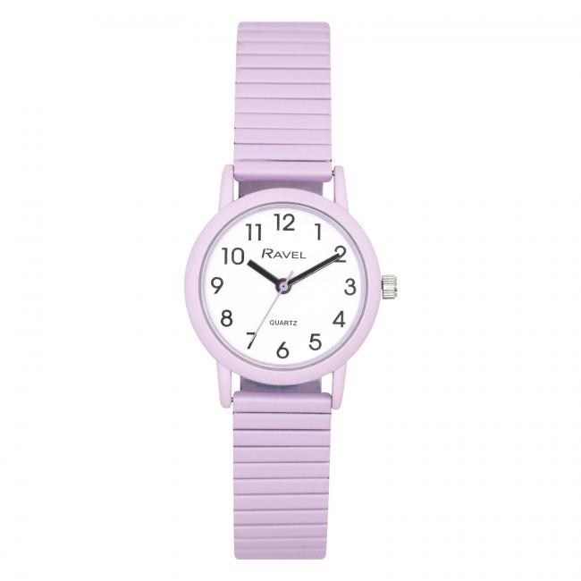 Ravel Unisex Mid Size Coloured Expander Bracelet Watch – Stylish Everyday Wristwatch, Pastel Lilac