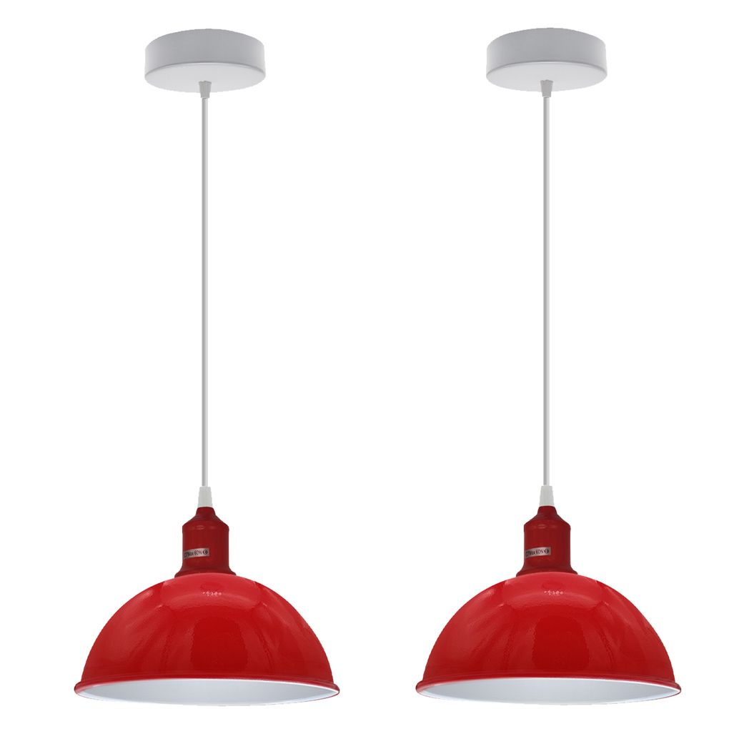 Red Dome Metal Pendant Shades, 21cm – 2 Pack