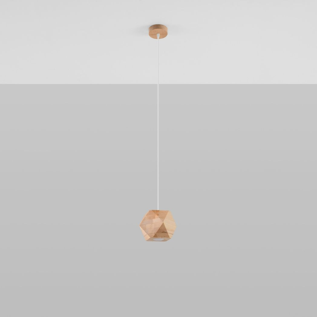 Sollux Lighting Woody Scandinavian Wooden Pendant Lamp, GU10 – Natural Wood Hanging Ceiling Light